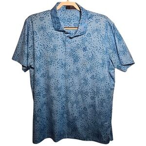 G/FORE Mens Star Print Golf Polo Shirt Blue Circle Gs Logo Size Large L. 784